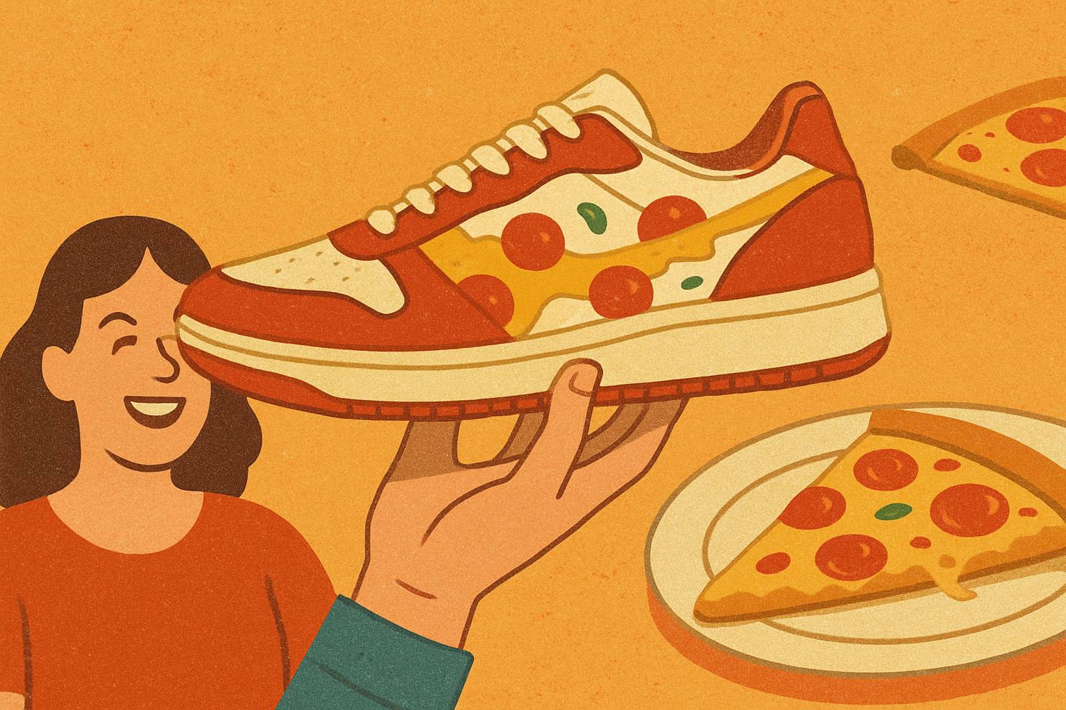 Quand les baskets s’inspirent des pizzas : goût douteux ou tendance gourmande ?